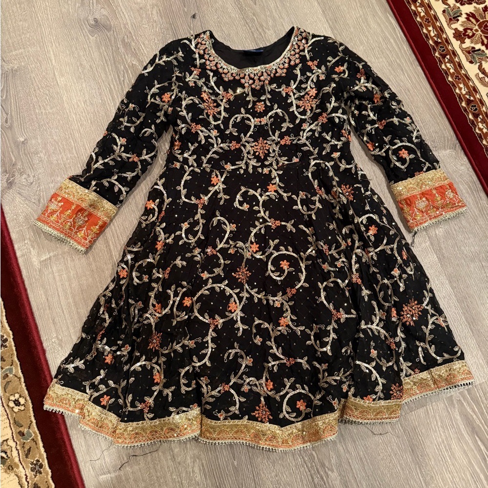 Indian/Pakistani Black and Orange sharara outfit